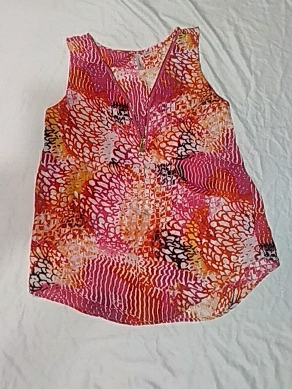 Tacera V-Neck Sleeveless Floral Print Camisole in Pink and Orange